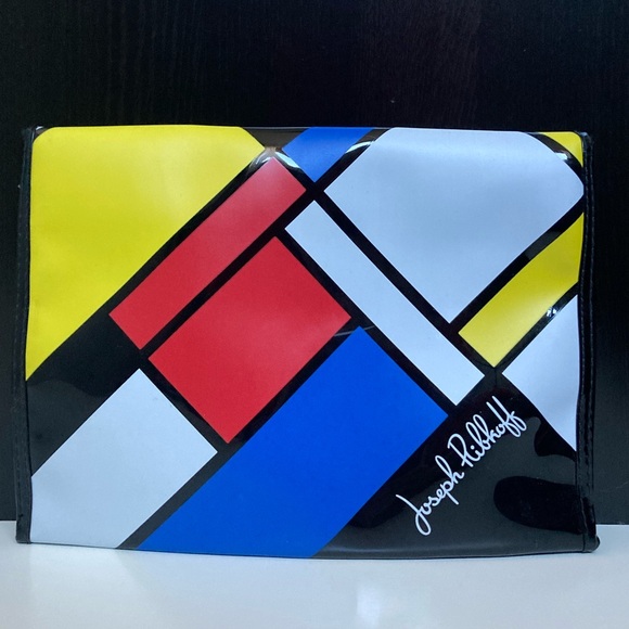 Joseph Ribkoff Geometric Colorblock Clutch oversized envelope yellow blue black - Picture 3 of 4